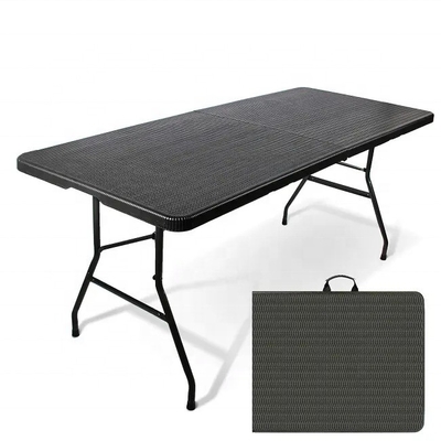 Plastic tafel vouw stijl imiteerde rattan lichtgewicht draagbare camping picknick tafel