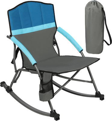Hoge rug Hard armleuningen Kamperstoel Draagbare en schommelende steun 130 kg Zwarte mesh rug