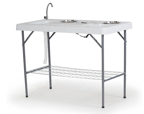 Handig voor buitenkamperen Klappende visfillettafel met wastafel en aluminium frame