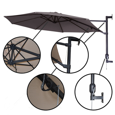 Polyester Stof Staal Ronde Waterdicht Eave Parasol Muurscherm Voor Volwassenen Buiten