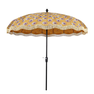 Moderne design stijl 18K glasvezel ribben 160G polyester buitenparaplu met tangen