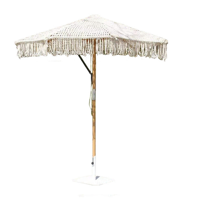 Contemporary Design Style Outdoor Patio Macrame Parasol Strand Houten paraplu 2,5 mm Houten paal